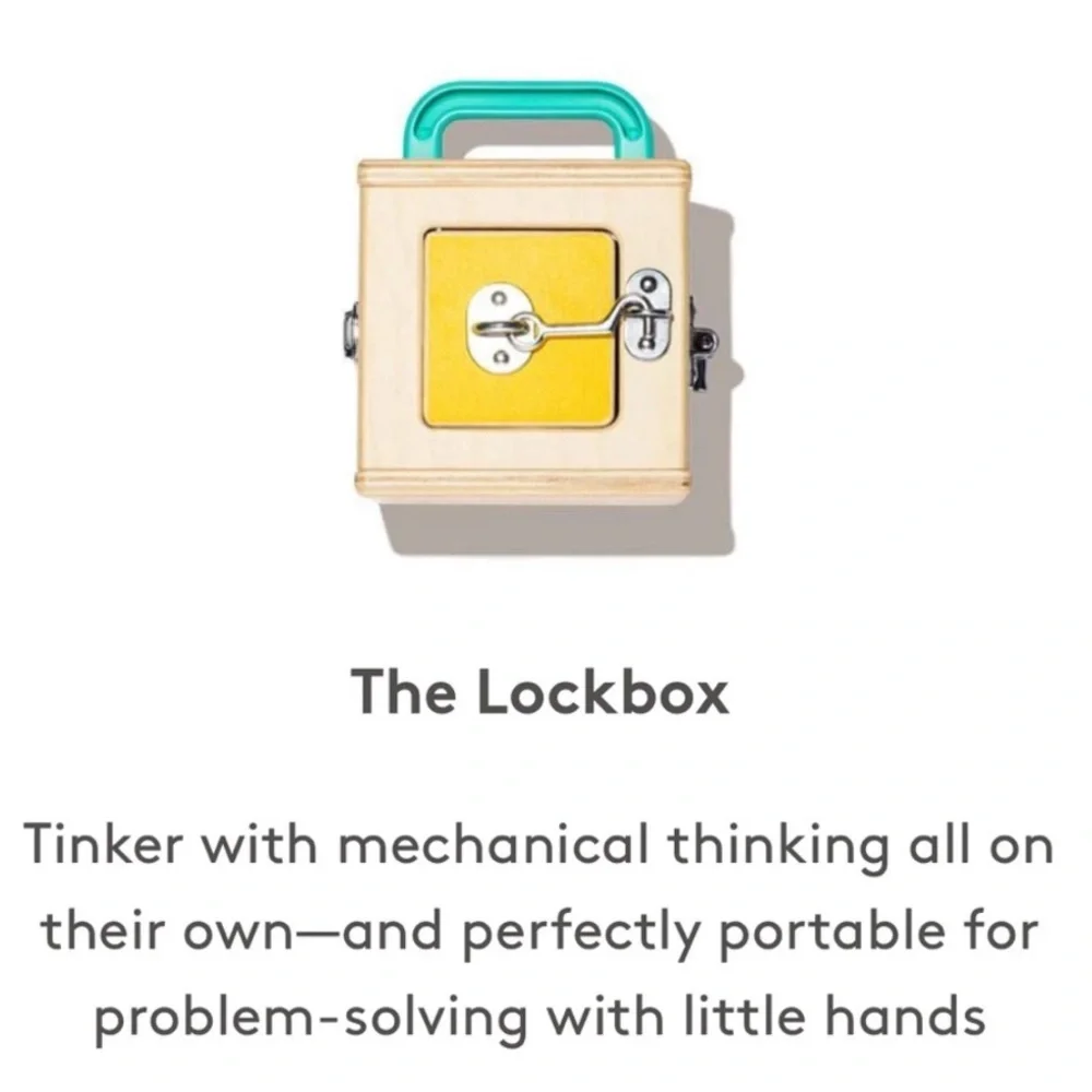 Lovevery Wooden Lockbox & Info Play Card Toddler Montessori Learning 19M+